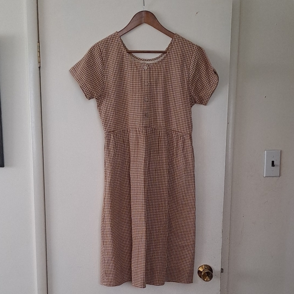 Brown Checkered Meadow Dress